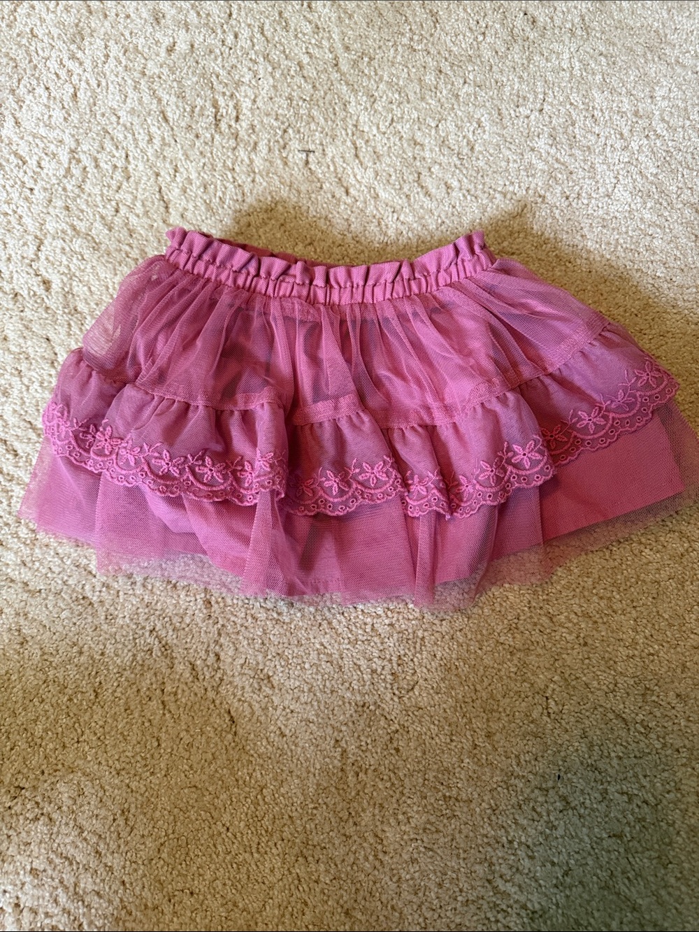 Girls Pink Tiered Tulle Skirt